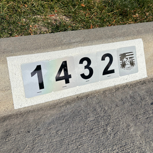 Reflective Curb Number Tiles - DIY Curb Address Kit