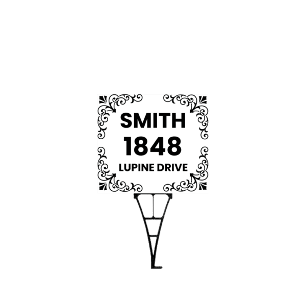 A sign with the name of smith and address.